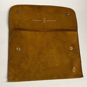 Seaman Schepps Suede Leather Double Snap Jewelry Pouch Clutch 7.5” x 5”